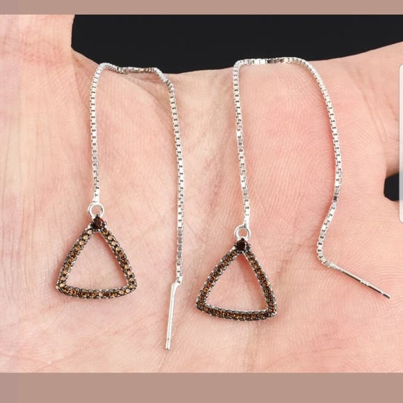 Avelon's Designs Jewelry - Chocolate onyx triangle dropped ear threads